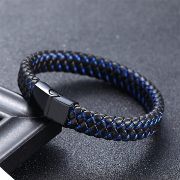 Pulseira de couro de microfibra de aço inoxidável masculina, estilo simples, joias artesanais, moda europeia e americana, 316L - Image 5