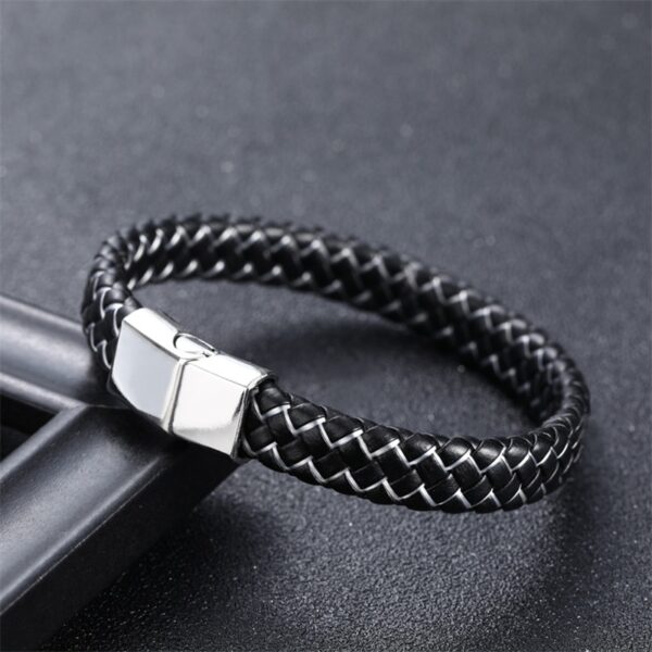 Pulseira de couro de microfibra de aço inoxidável masculina, estilo simples, joias artesanais, moda europeia e americana, 316L - Image 6