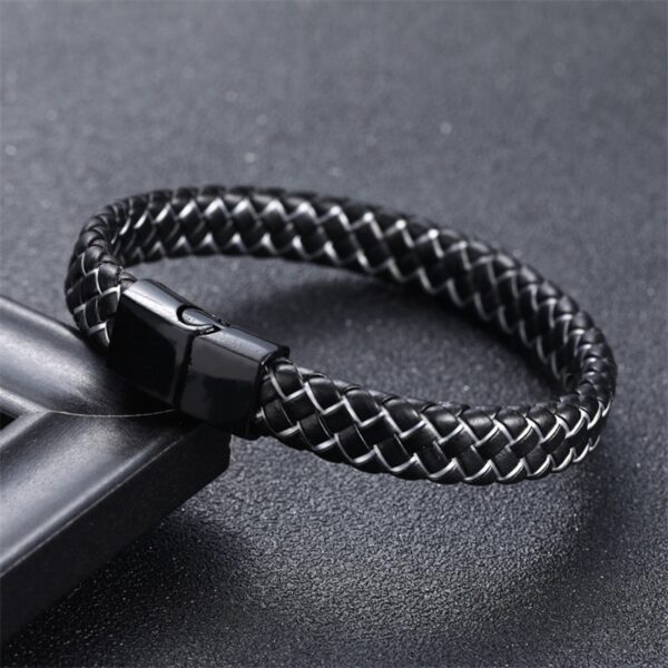 Pulseira de couro de microfibra de aço inoxidável masculina, estilo simples, joias artesanais, moda europeia e americana, 316L - Image 3