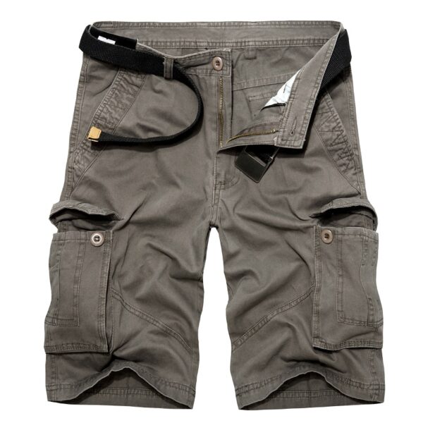 Bermuda em algodão Carga Shorts Homens Militar Do Exército Verde Casual  Multi Bolso Tático, Curtas Sem Cinto - Image 2