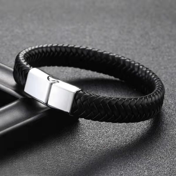 Pulseira de couro de microfibra de aço inoxidável masculina, estilo simples, joias artesanais, moda europeia e americana, 316L - Image 10