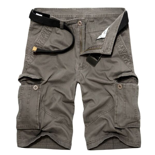 Bermuda em algodão Carga Shorts Homens Militar Do Exército Verde Casual  Multi Bolso Tático, Curtas Sem Cinto - Image 4