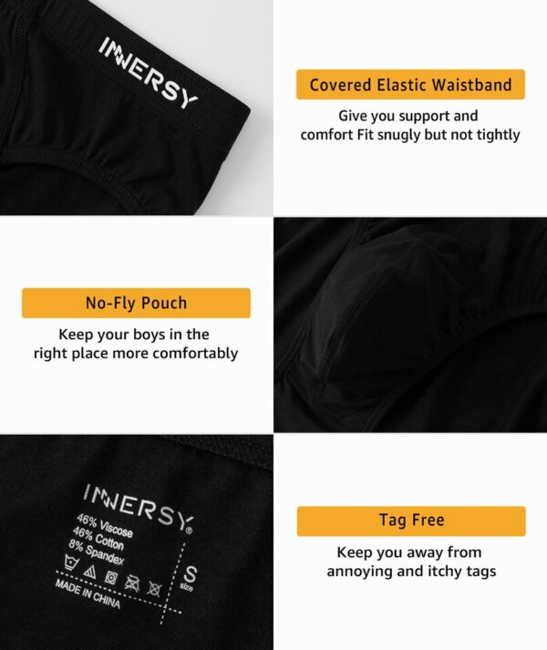 Cuecas masculina algodão-INNERSY-Básicas, No Fly Pouch, Tag Livre, Pacote 4 - Image 5