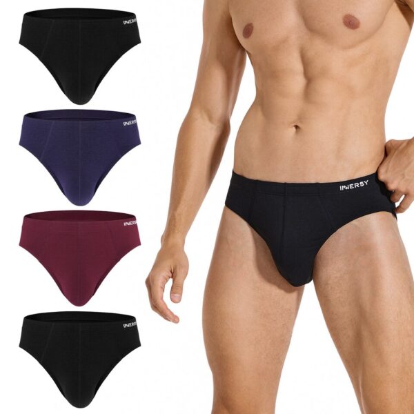 Cuecas masculina algodão-INNERSY-Básicas, No Fly Pouch, Tag Livre, Pacote 4 - Image 4