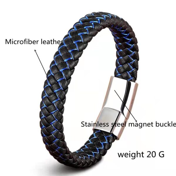 Pulseira de couro de microfibra de aço inoxidável masculina, estilo simples, joias artesanais, moda europeia e americana, 316L - Image 7