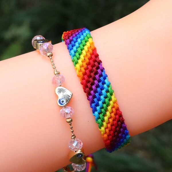 Pulseira tecida LGBTQ, pulseira artesanal na moda, fibra de poliéster, pulseira ondulada Terylene - Image 4