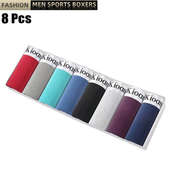 Cueca Boxer masculina-kit 8 pçs, Stripe Masculino, Respirável Mans Boxer, Sólidas, Confortáveis, Lingerie L-4XL