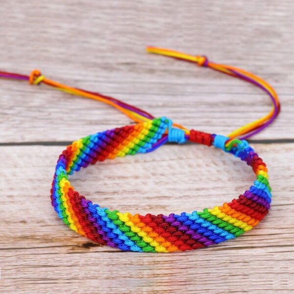 Pulseira tecida LGBTQ, pulseira artesanal na moda, fibra de poliéster, pulseira ondulada Terylene - Image 2