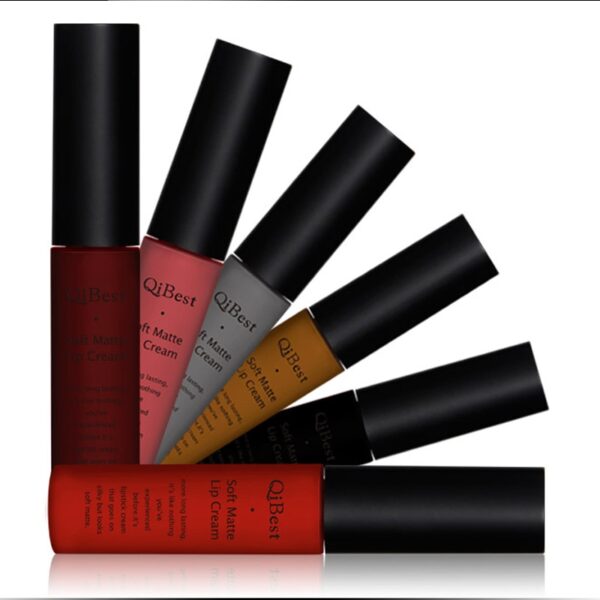 Batom líquido fosco QIBEST, impermeável, duradouro, veludo mate, vermelho nu, brilho labial, tubo de fiapos, maquiagem. - Image 18