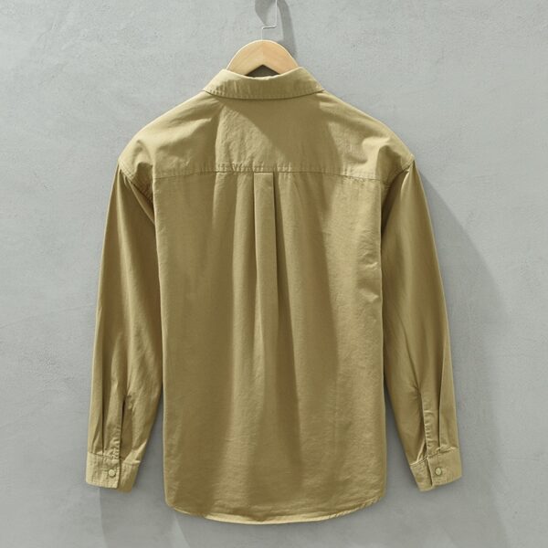 Camisas masculina casuais de manga comprida, puro algodão, tendência artística literária solta, outono, inverno, C2118 - Image 6