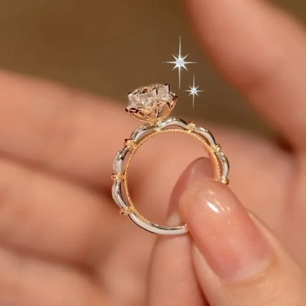 Anéis feminino, folhas de diamante, Moissanite, Aliança, 925 Prata Esterlina, Ouro Branco 18k, Anel de Noivado Promissivo, 1 quilate - Image 4