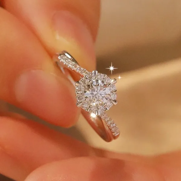 Anéis feminino, folhas de diamante, Moissanite, Aliança, 925 Prata Esterlina, Ouro Branco 18k, Anel de Noivado Promissivo, 1 quilate - Image 7