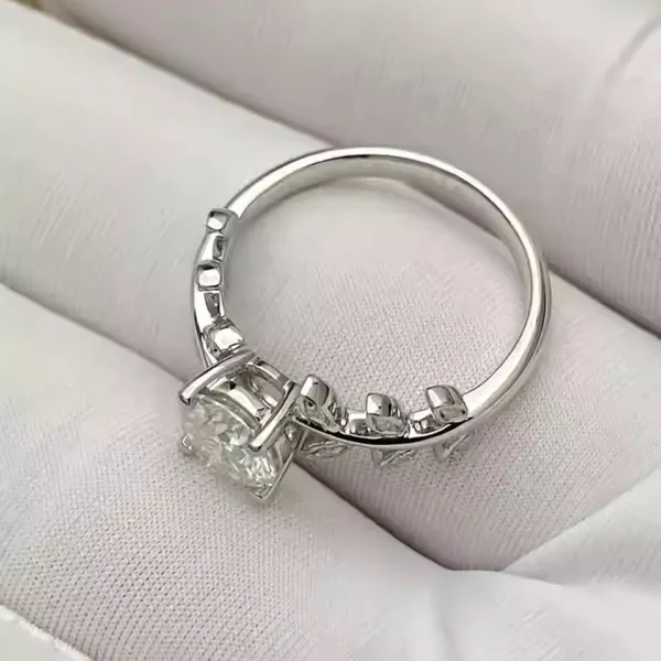 Anéis feminino, folhas de diamante, Moissanite, Aliança, 925 Prata Esterlina, Ouro Branco 18k, Anel de Noivado Promissivo, 1 quilate - Image 6