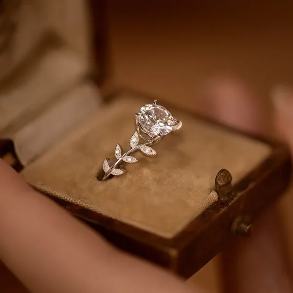Anéis feminino, folhas de diamante, Moissanite, Aliança, 925 Prata Esterlina, Ouro Branco 18k, Anel de Noivado Promissivo, 1 quilate - Image 10