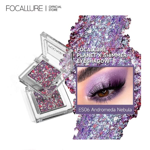 Sombra para olhos-Paleta-Focallure-Sombra Diamante Impermeável, Longlasting, 6 Cores, Glitter, Sombra Brilhante, Pó Highlighter.