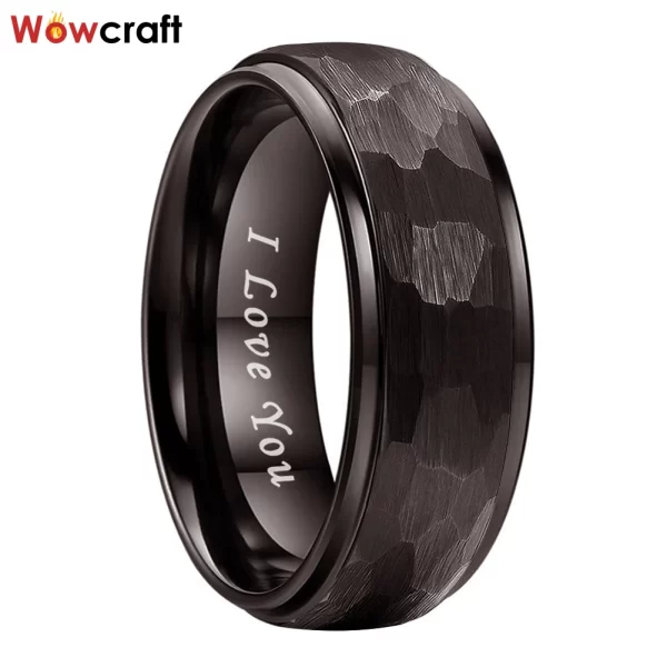 Anéis de tungstênio para unissex, banda de casamento, jóias com cúpula martelada, conforto, novo, quente, 6mm, 8mm. - Image 8