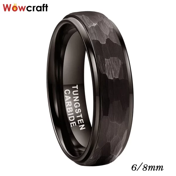 Anéis de tungstênio para unissex, banda de casamento, jóias com cúpula martelada, conforto, novo, quente, 6mm, 8mm. - Image 2