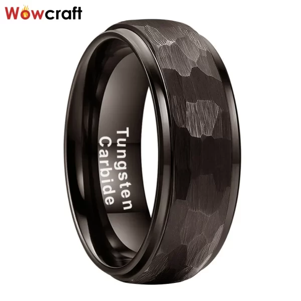 Anéis de tungstênio para unissex, banda de casamento, jóias com cúpula martelada, conforto, novo, quente, 6mm, 8mm.