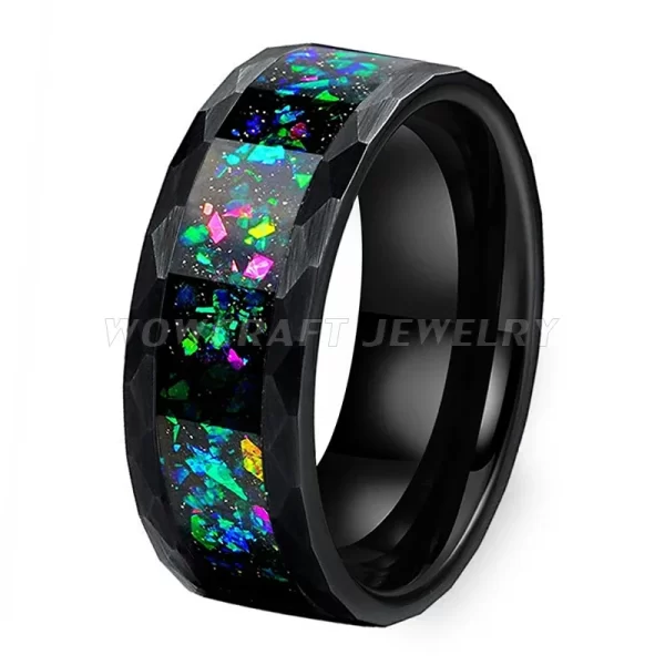 Anéis unissex martelados de carboneto de tungstênio, acabamento escovado, bandas de casamento, conforto fit - Image 6