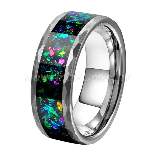 Anéis unissex martelados de carboneto de tungstênio, acabamento escovado, bandas de casamento, conforto fit - Image 5