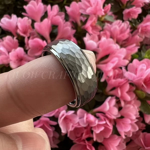 Anéis de tungstênio para unissex, banda de casamento, jóias com cúpula martelada, conforto, novo, quente, 6mm, 8mm. - Image 5