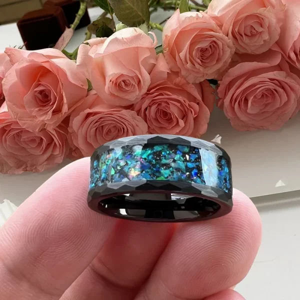 Anéis unissex martelados de carboneto de tungstênio, acabamento escovado, bandas de casamento, conforto fit - Image 3