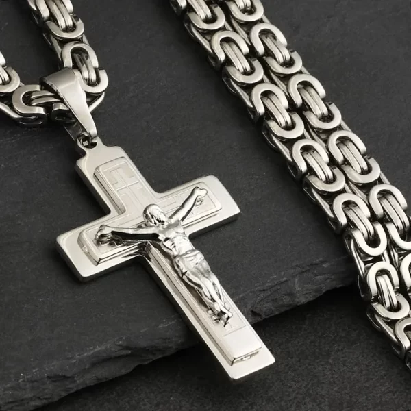 Colar longo bizantinos unissex, pingentes da cruz de Jesus, colar crucifixo cristão, joias religiosas, colar - Image 9