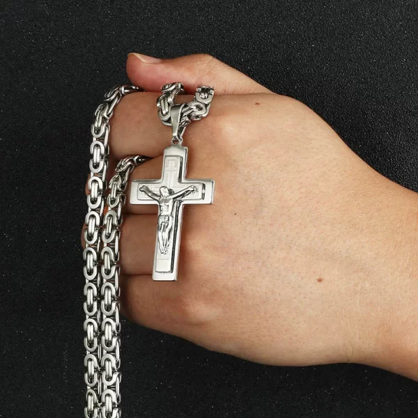 Colar longo bizantinos unissex, pingentes da cruz de Jesus, colar crucifixo cristão, joias religiosas, colar - Image 2
