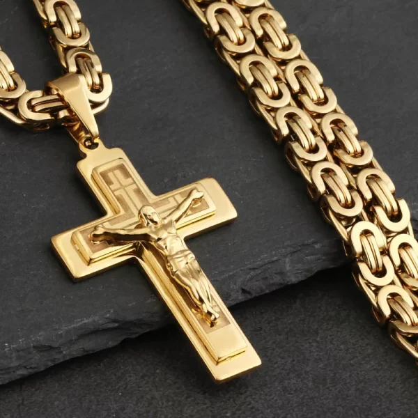 Colar longo bizantinos unissex, pingentes da cruz de Jesus, colar crucifixo cristão, joias religiosas, colar - Image 7