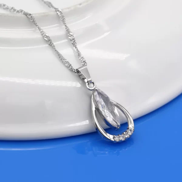 Colar de pingente feminino, gota Vintage, 100% 925 Sterling Silver, Corrente de Onda de Água, Fashion Gargantilha, Joalheria Fina, Novo - Image 4