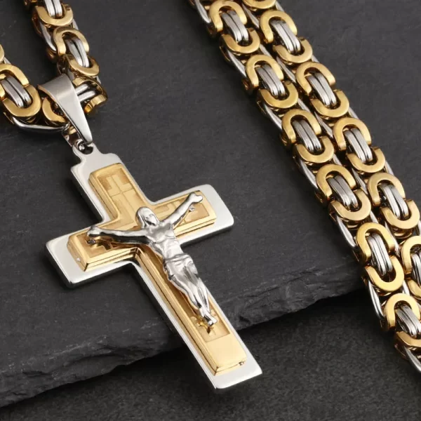Colar longo bizantinos unissex, pingentes da cruz de Jesus, colar crucifixo cristão, joias religiosas, colar - Image 8