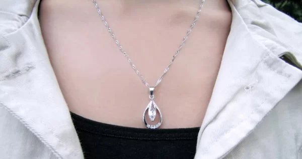 Colar de pingente feminino, gota Vintage, 100% 925 Sterling Silver, Corrente de Onda de Água, Fashion Gargantilha, Joalheria Fina, Novo - Image 3