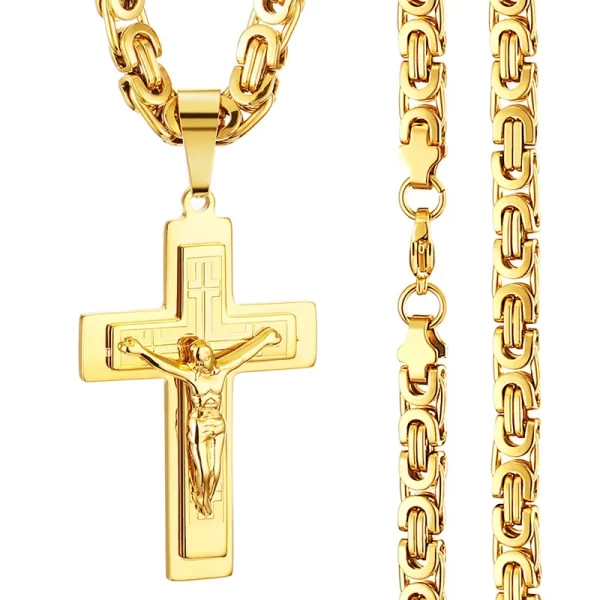 Colar longo bizantinos unissex, pingentes da cruz de Jesus, colar crucifixo cristão, joias religiosas, colar - Image 5