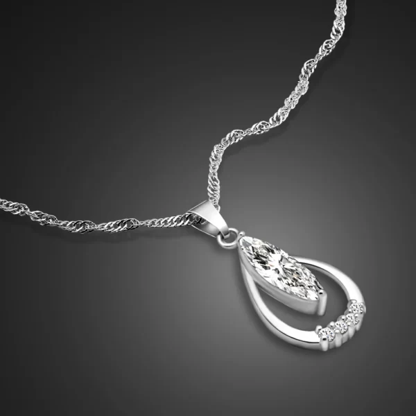 Colar de pingente feminino, gota Vintage, 100% 925 Sterling Silver, Corrente de Onda de Água, Fashion Gargantilha, Joalheria Fina, Novo