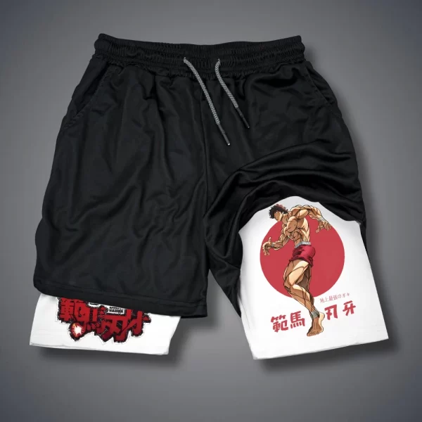 Shorts masculino, Anime Baki Hanma, com deck duplo, calça curta 2 em 1, secagem rápida, roupas esportivas para jogging, academia, fitness, corrida, verão - Image 19