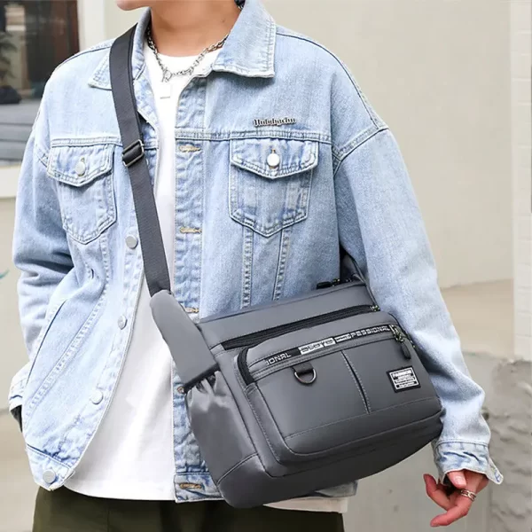 Bolsa de ombro impermeável masculina Oxford, bolsa esportiva crossbody, vários bolsos, grande capacidade, comercial - Image 2