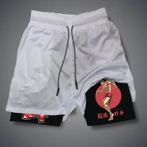 Shorts masculino, Anime Baki Hanma, com deck duplo, calça curta 2 em 1, secagem rápida, roupas esportivas para jogging, academia, fitness, corrida, verão - Image 10