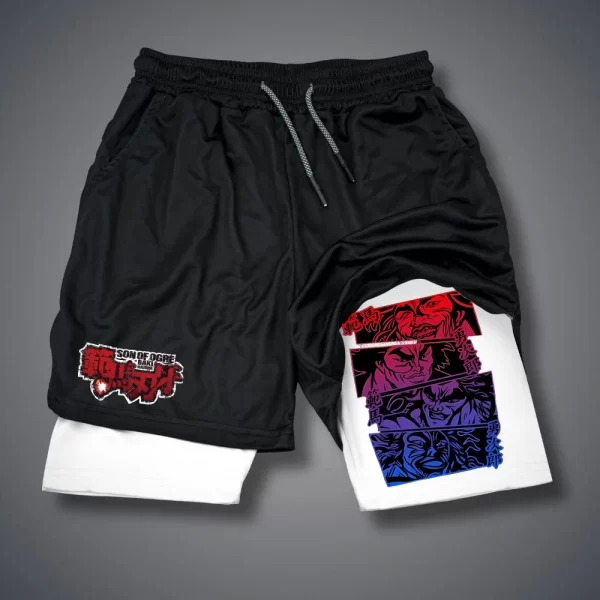 Shorts masculino, Anime Baki Hanma, com deck duplo, calça curta 2 em 1, secagem rápida, roupas esportivas para jogging, academia, fitness, corrida, verão - Image 17