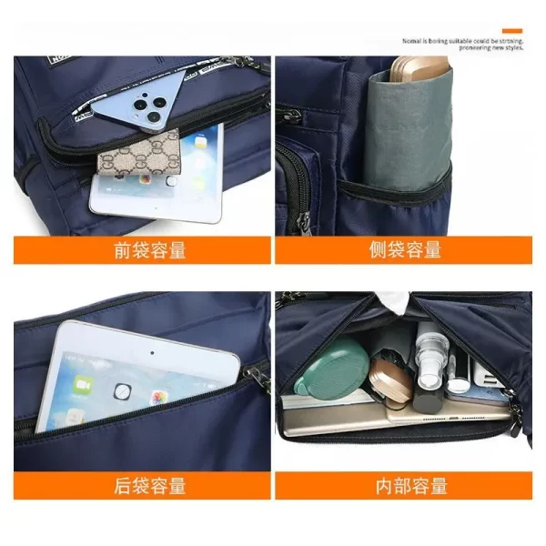 Bolsa de ombro impermeável masculina Oxford, bolsa esportiva crossbody, vários bolsos, grande capacidade, comercial - Image 3