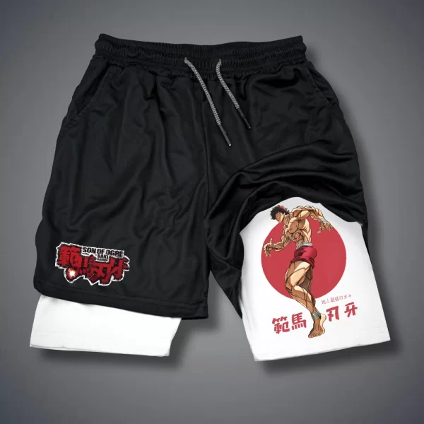 Shorts masculino, Anime Baki Hanma, com deck duplo, calça curta 2 em 1, secagem rápida, roupas esportivas para jogging, academia, fitness, corrida, verão - Image 18