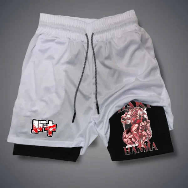 Shorts masculino, Anime Baki Hanma, com deck duplo, calça curta 2 em 1, secagem rápida, roupas esportivas para jogging, academia, fitness, corrida, verão - Image 7