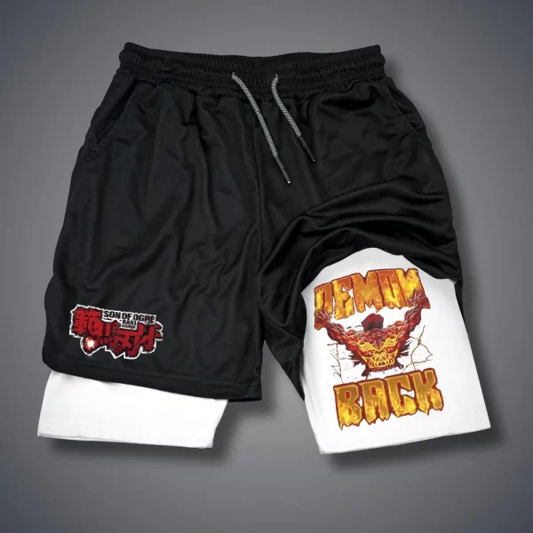 Shorts masculino, Anime Baki Hanma, com deck duplo, calça curta 2 em 1, secagem rápida, roupas esportivas para jogging, academia, fitness, corrida, verão - Image 15