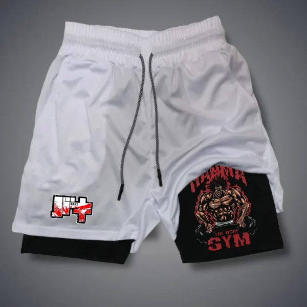 Shorts masculino, Anime Baki Hanma, com deck duplo, calça curta 2 em 1, secagem rápida, roupas esportivas para jogging, academia, fitness, corrida, verão - Image 4