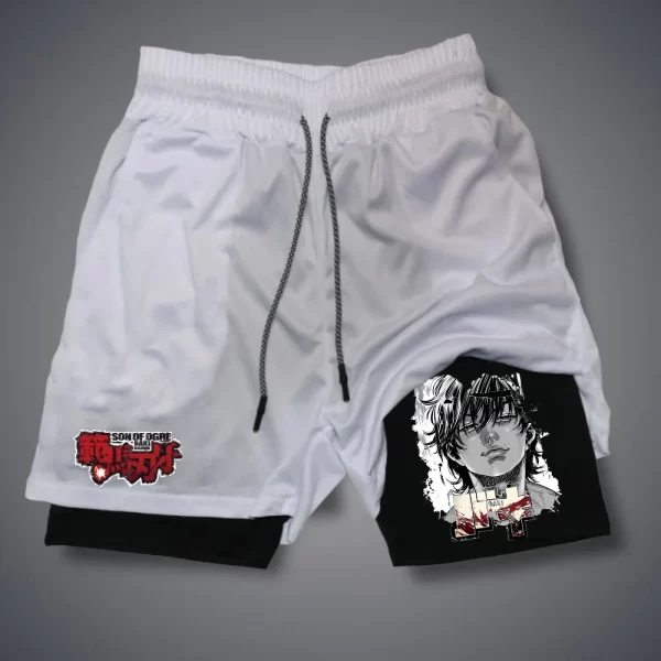 Shorts masculino, Anime Baki Hanma, com deck duplo, calça curta 2 em 1, secagem rápida, roupas esportivas para jogging, academia, fitness, corrida, verão - Image 5