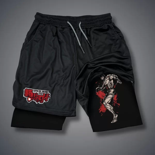 Shorts masculino, Anime Baki Hanma, com deck duplo, calça curta 2 em 1, secagem rápida, roupas esportivas para jogging, academia, fitness, corrida, verão - Image 25