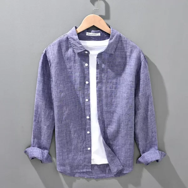 Camisa masculina, manga longa,  de linho respirável, Top, encaixe solto, Roupa extragrande, coreano sazonal.