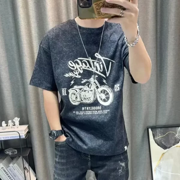 Camiseta de manga comprida estampada masculina, tendência casual, decote em O coreano, secagem rápida, blusa solta respirável, de verão, nova, outono. - Image 5