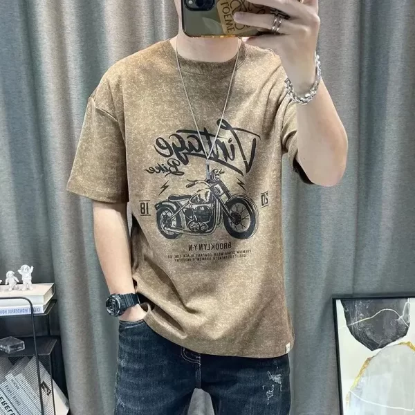 Camiseta de manga comprida estampada masculina, tendência casual, decote em O coreano, secagem rápida, blusa solta respirável, de verão, nova, outono. - Image 4