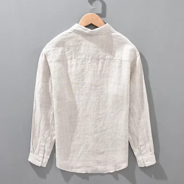 Camisa masculina, manga longa,  de linho respirável, Top, encaixe solto, Roupa extragrande, coreano sazonal. - Image 4