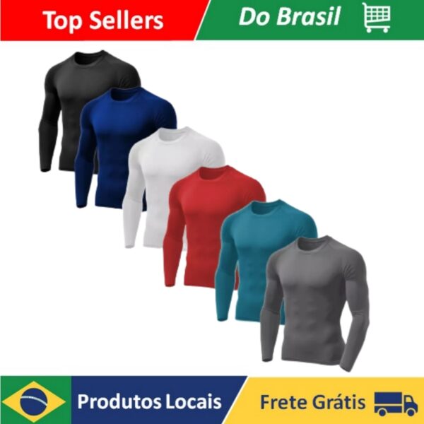 Camiseta Proteção Solar Térmica Compressão Segunda Pele Tecido Gelado UV 50+ Várias Cores Atacado e Varejo Unissex Masculino Fem
